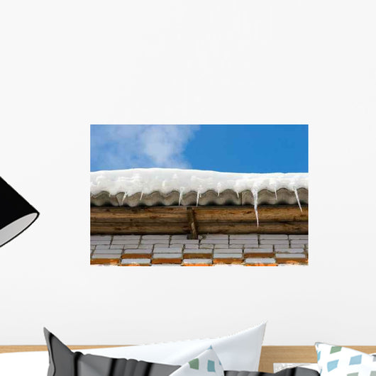 Snow Covered Roof with Wall Decal