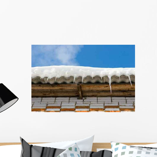 Snow Covered Roof with Wall Decal