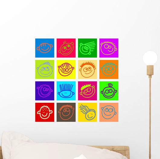 Happy Face Tiles Wall Decal