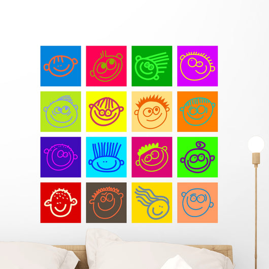 Happy Face Tiles Wall Decal