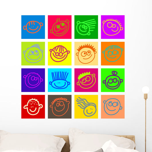 Happy Face Tiles Wall Decal