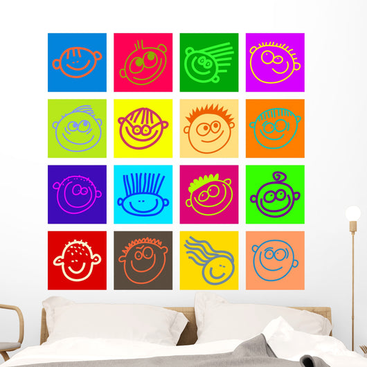 Happy Face Tiles Wall Decal