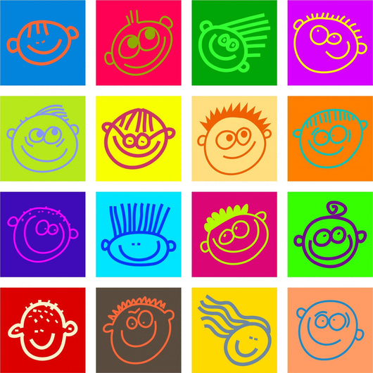 Happy Face Tiles Wall Decal