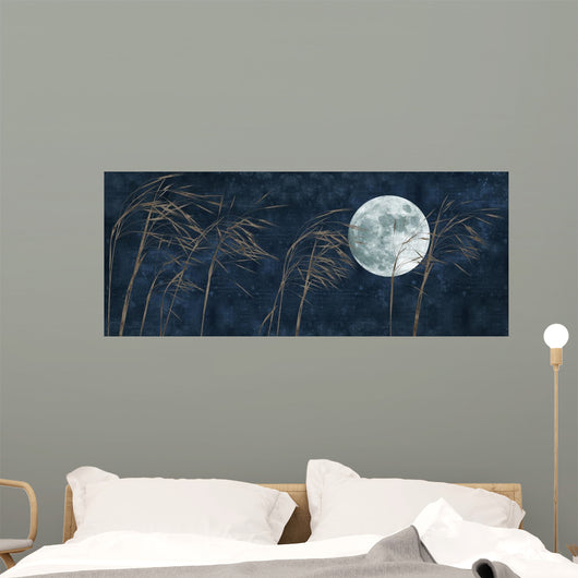 Moon and Grass Collage Wall Decal