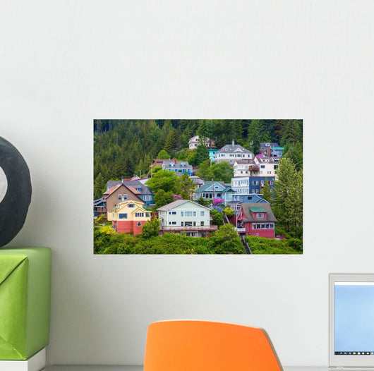 Colorful Houses Ketchikan Hillside Wall Decal
