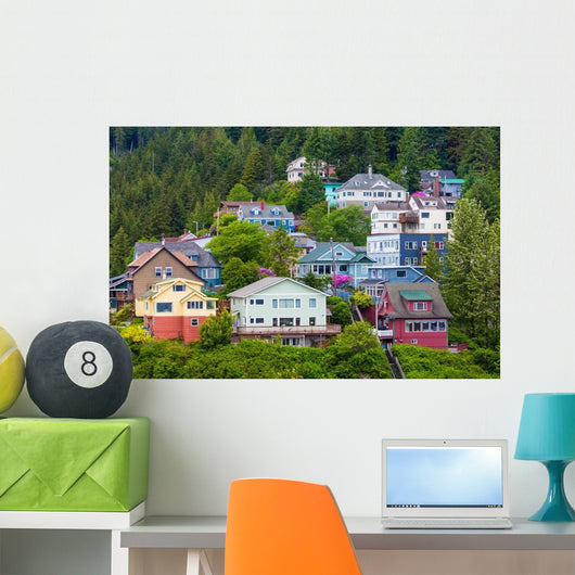 Colorful Houses Ketchikan Hillside Wall Decal