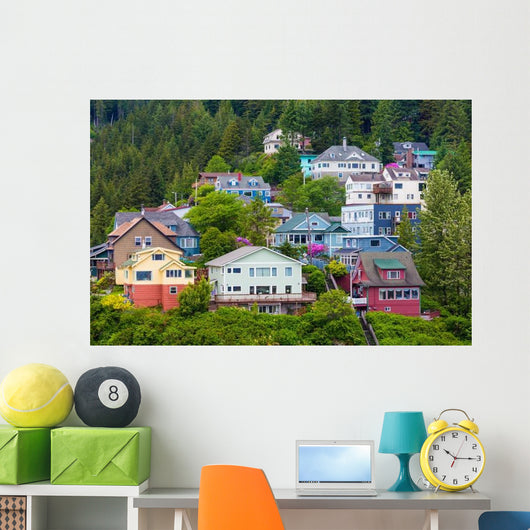 Colorful Houses Ketchikan Hillside Wall Decal