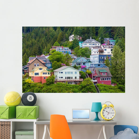 Colorful Houses Ketchikan Hillside Wall Decal