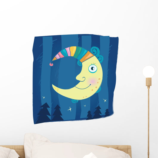 Fantasy Night Moon Cartoon Wall Decal