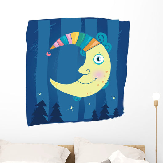 Fantasy Night Moon Cartoon Wall Decal