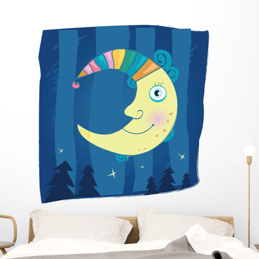 Fantasy Night Moon Cartoon Wall Decal
