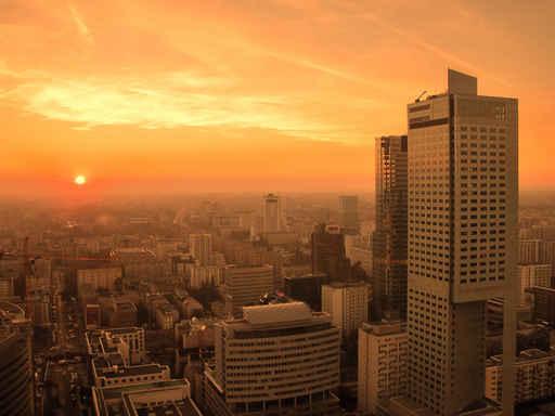 Sunset over Warsaw Downtown Wall Decal