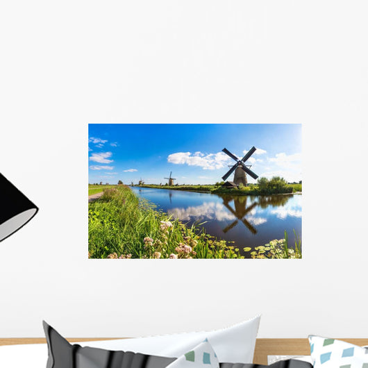 Windmills and Canal Kinderdijk Wall Decal