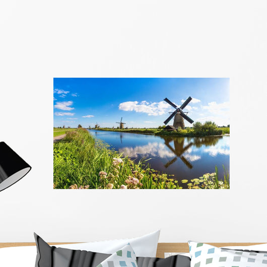 Windmills and Canal Kinderdijk Wall Decal