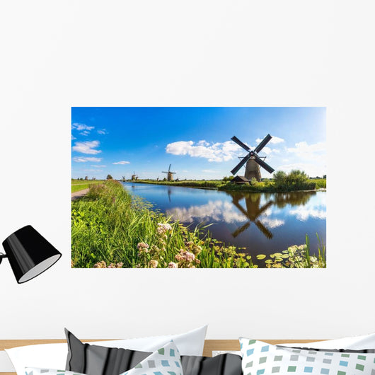 Windmills and Canal Kinderdijk Wall Decal