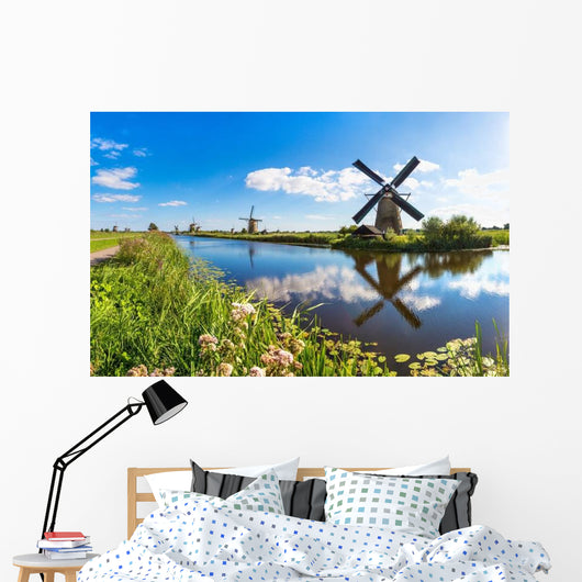 Windmills and Canal Kinderdijk Wall Decal