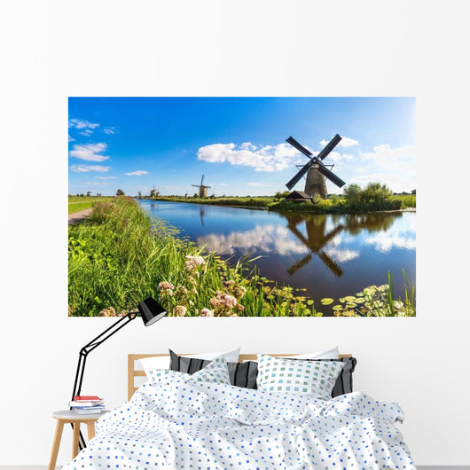 Windmills and Canal Kinderdijk Wall Decal