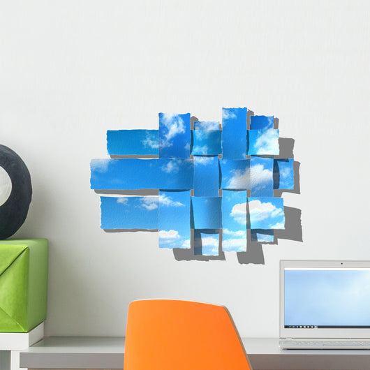 Woven Blue Cloudy Sky Wall Decal