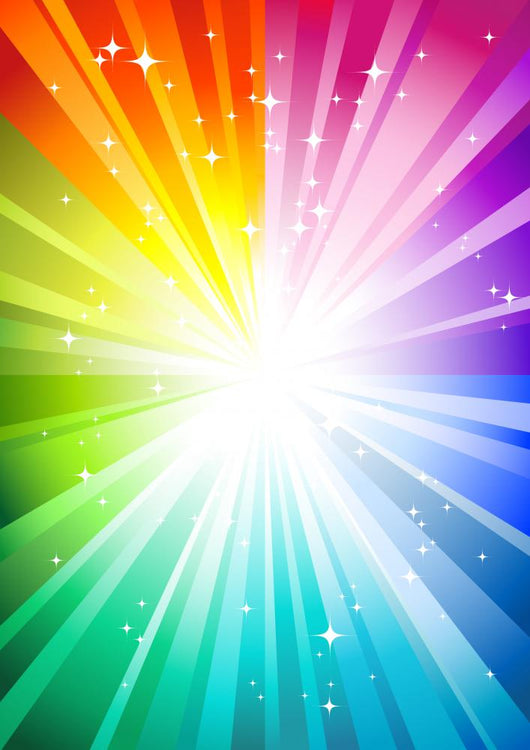 Rainbow Sunburst with Glittering Wall Decal