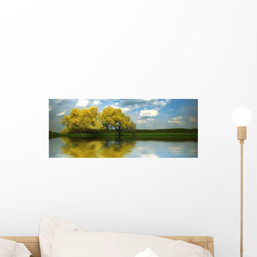 Yellow Tree near River Wall Decal