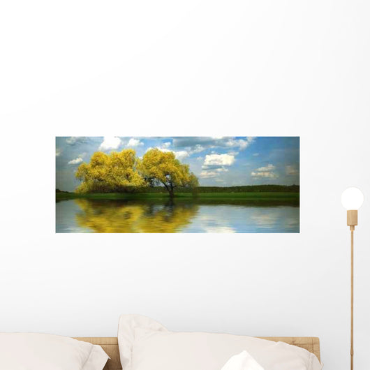 Yellow Tree near River Wall Decal