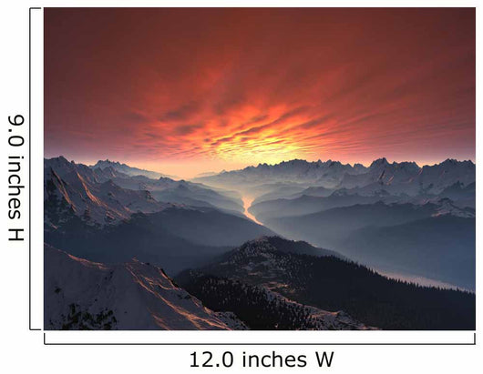 Snow-covered Mountain Valley Sunset Wall Decal