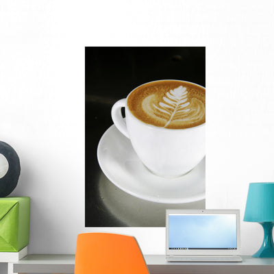 Cappuccino Latte Art Wall Decal shown on a wall