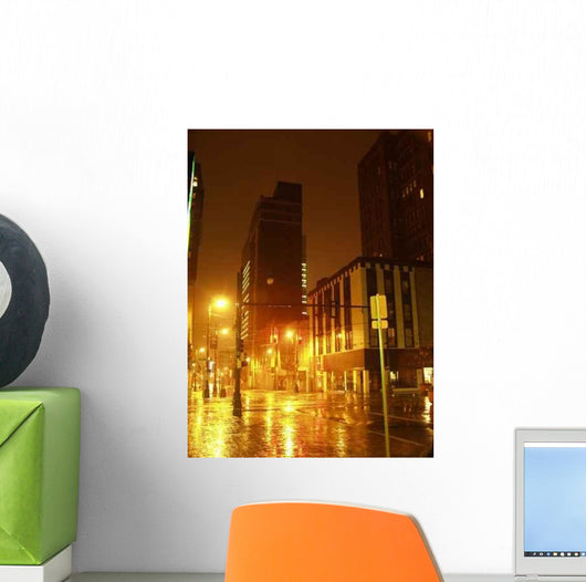 Wet Night City Wall Decal
