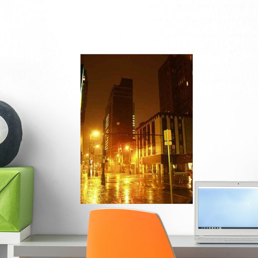 Wet Night City Wall Decal