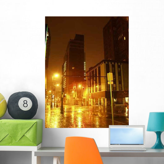 Wet Night City Wall Decal
