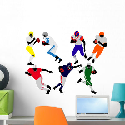 American Football Players Silhouette Wall Stickers Wall Decal shown on a wall