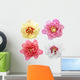 Four Peonies Peony Flowers Wall Decal Sticker Set