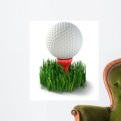 Golf Ball Grass Tee Wall Decal shown on a wall