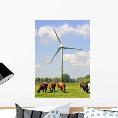 Wind Turbines and Dutch Wall Decal shown on a wall