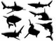 Squali Silhouette Wall Decal Sticker Set Wall Decal