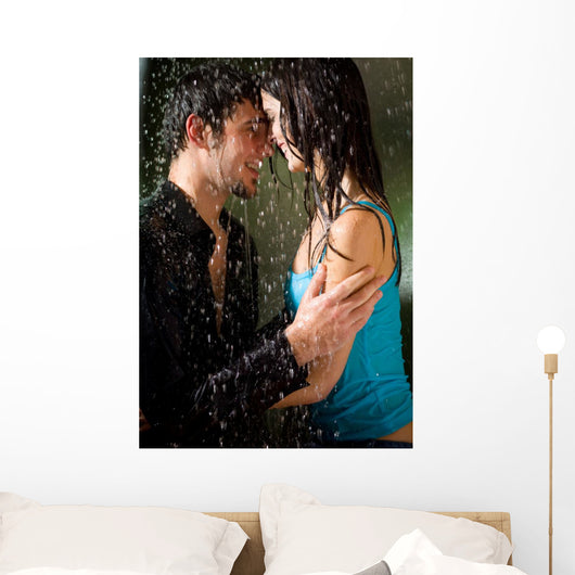 Young Amorous Couple Embracing Wall Decal