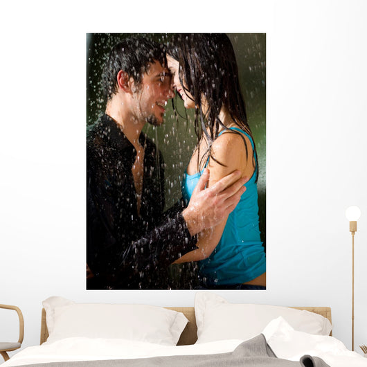 Young Amorous Couple Embracing Wall Decal