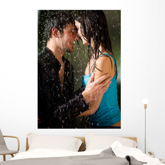 Young Amorous Couple Embracing Wall Decal