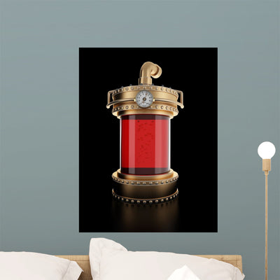 Steampunk Laboratory Bottle Wall Decal shown on a wall