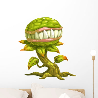Monster Carnivorous Plant Wall Decal shown on a wall