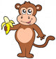 Cute Monkey with Banana Wall Decal