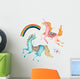 Watercolor Rainbow Flying Unicorns Wall Decal Sticker Set