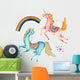 Watercolor Rainbow Flying Unicorns Wall Decal Sticker Set