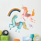 Watercolor Rainbow Flying Unicorns Wall Decal Sticker Set
