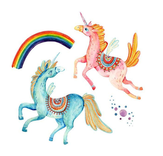 Watercolor Rainbow Flying Unicorns Wall Decal Sticker Set