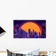 Retro Futuristic Skyscraper City Wall Decal Design 3