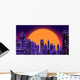 Retro Futuristic Skyscraper City Wall Decal Design 3
