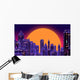 Retro Futuristic Skyscraper City Wall Decal Design 3