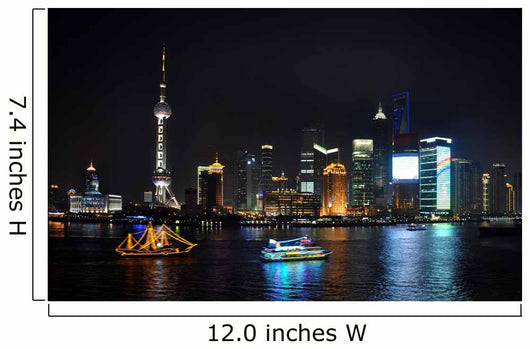 Shanghai City View Night Wall Decal