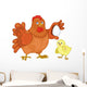 Hen and Chicken Illustration Wall Decal